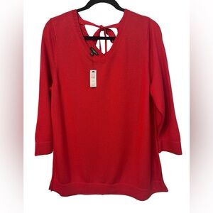NWT Women’s Talbots v neck sweater, tie back. Petite XL 100% Pima cotton.
